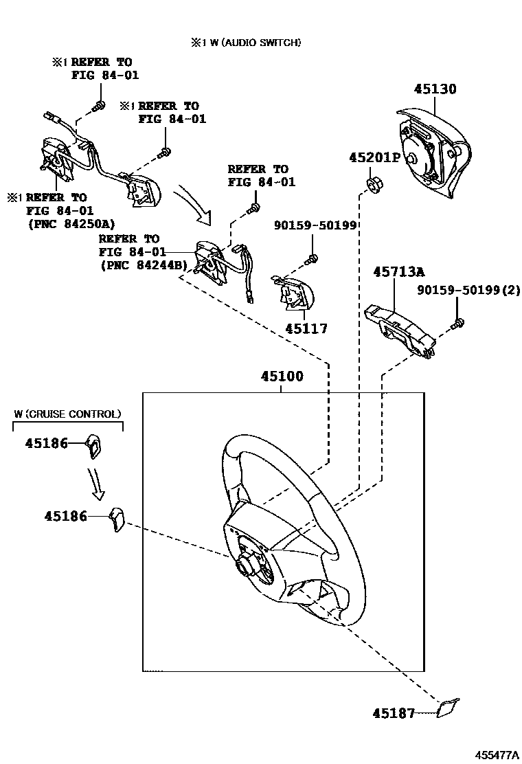 Toyota COROLLA Steering Wheel EPC diagram — 455477A