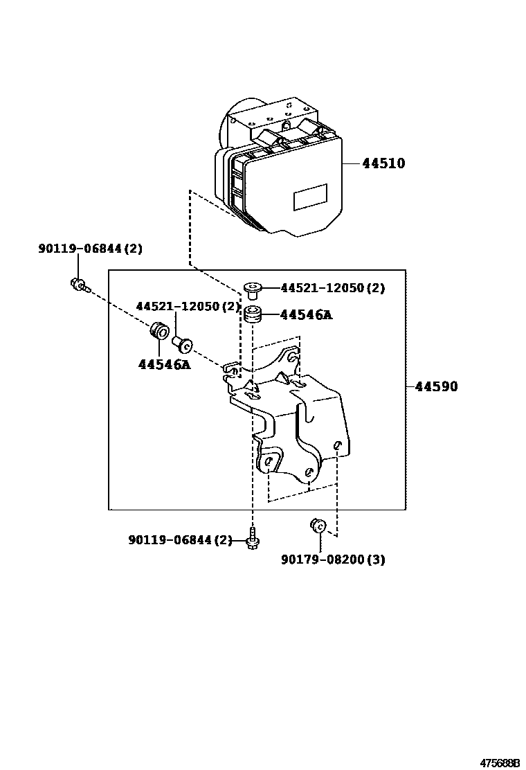 Toyota COROLLA 制动配管和卡箍 EPC diagram — 475688B