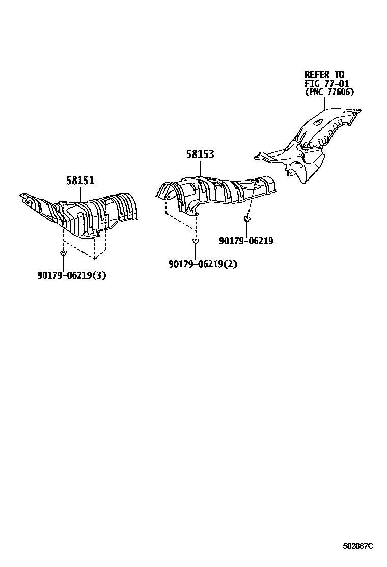 Toyota COROLLA 地板隔热垫 EPC diagram — 582887C