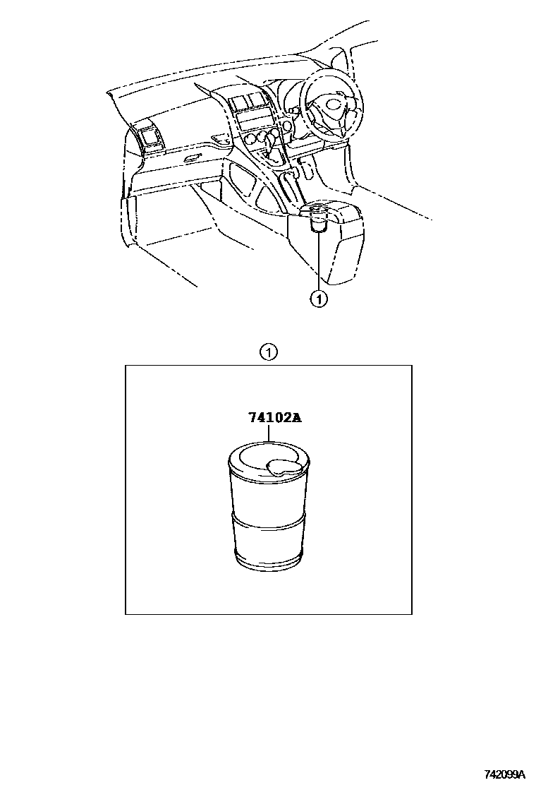 Toyota COROLLA 烟灰盒 EPC diagram — 742099A