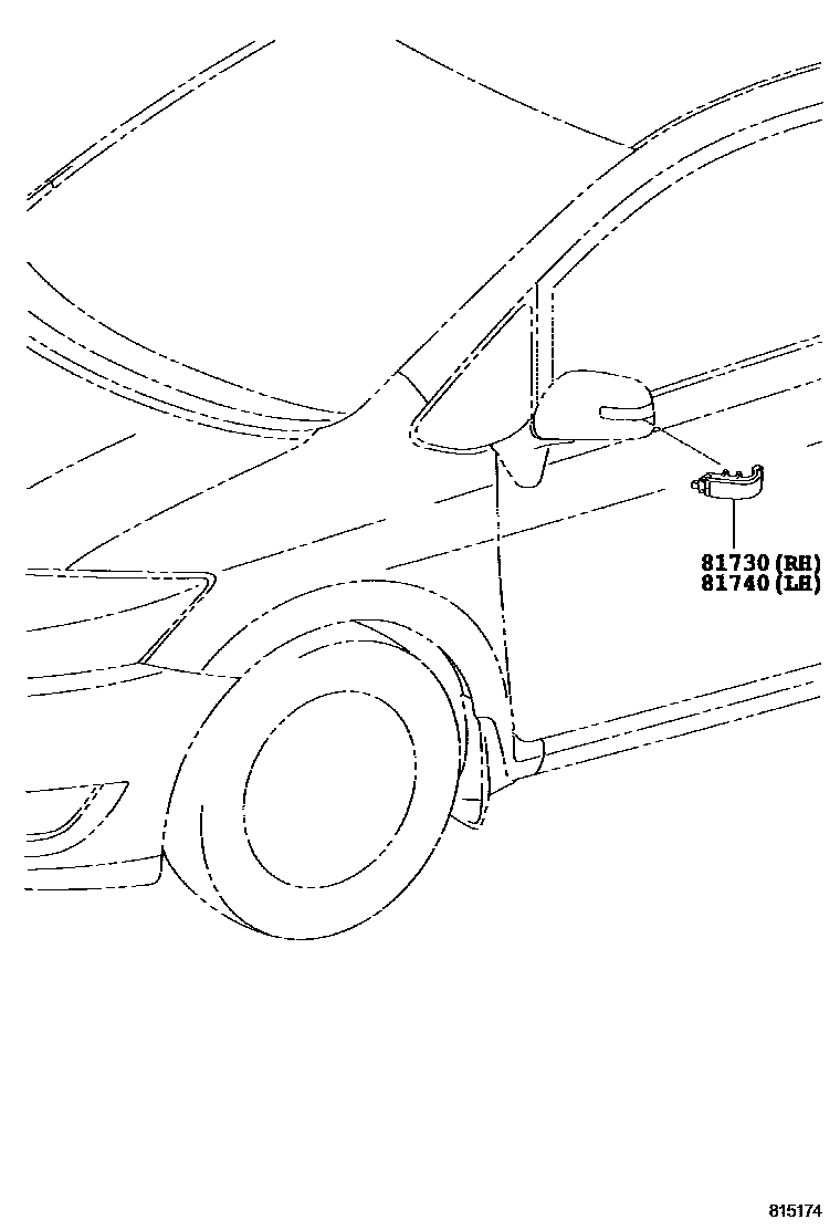 Toyota COROLLA Side Turn Signal & Outer Mirror Lamp EPC diagram — 815174