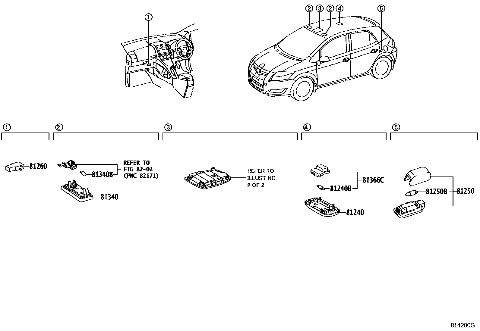 Toyota COROLLA 车内灯 EPC diagram — 814200G