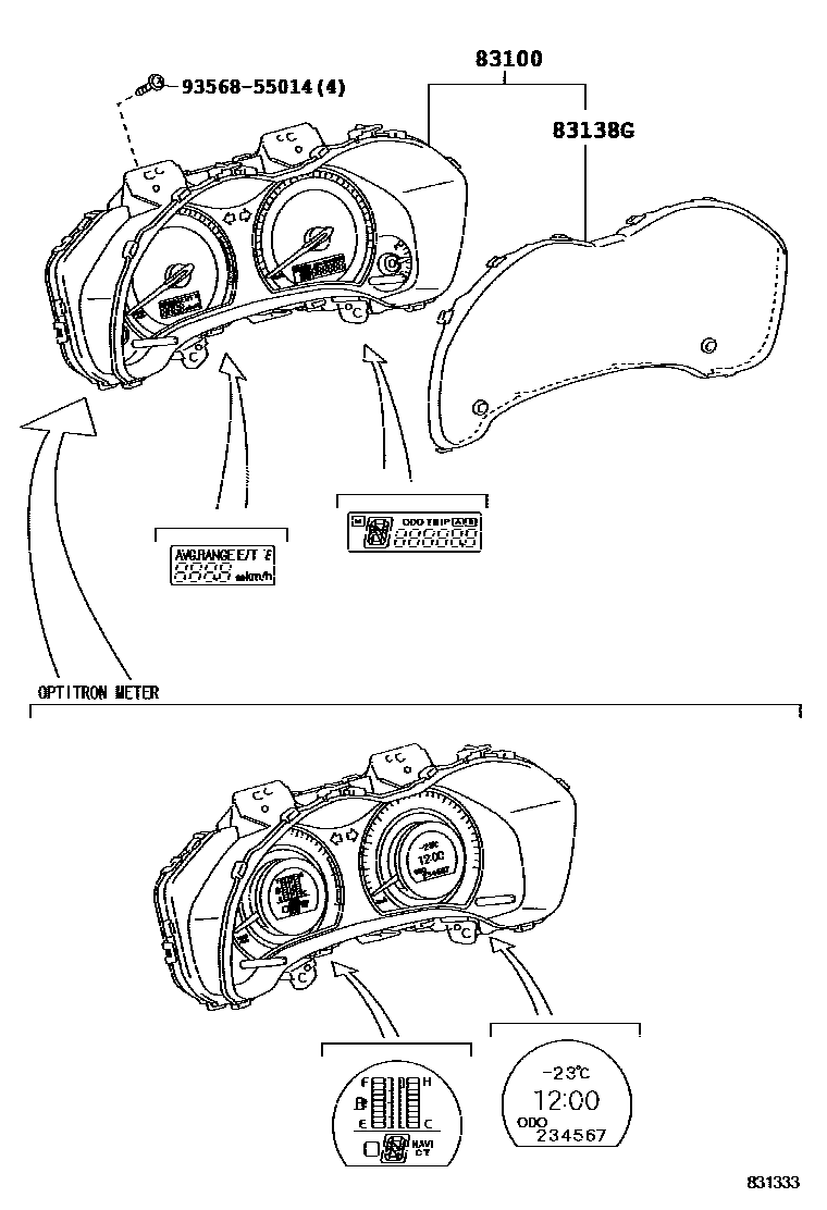 Toyota COROLLA 仪表 EPC diagram — 831333