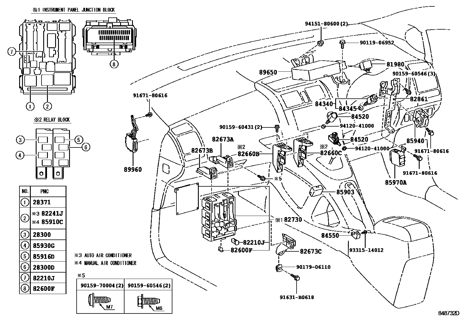 Toyota COROLLA 开关和继电器和ECU EPC diagram — 848732D