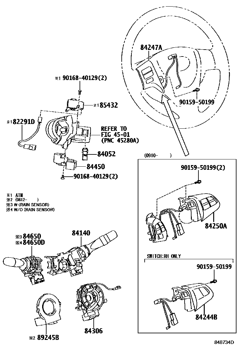 Toyota COROLLA 开关和继电器和ECU EPC diagram — 848734D
