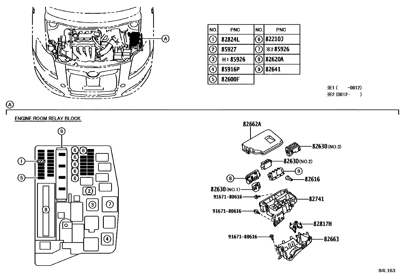 Toyota COROLLA 开关和继电器和ECU EPC diagram — 84L163