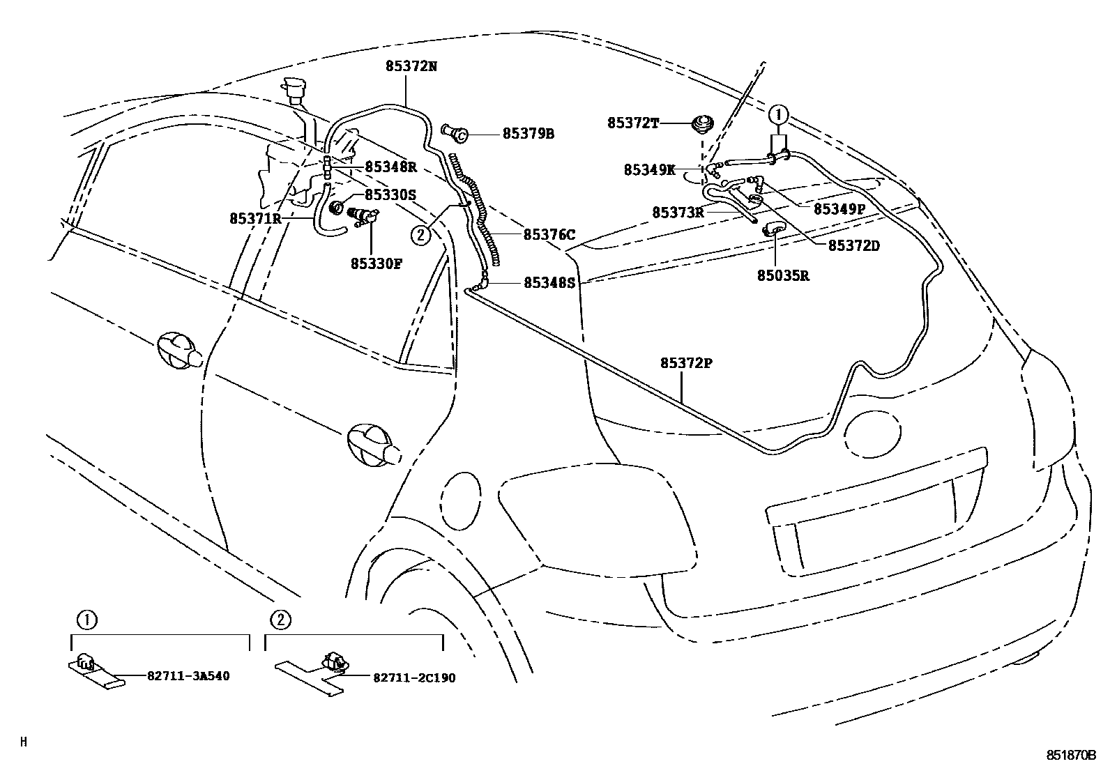 Toyota COROLLA 后清洗器 EPC diagram — 851870B