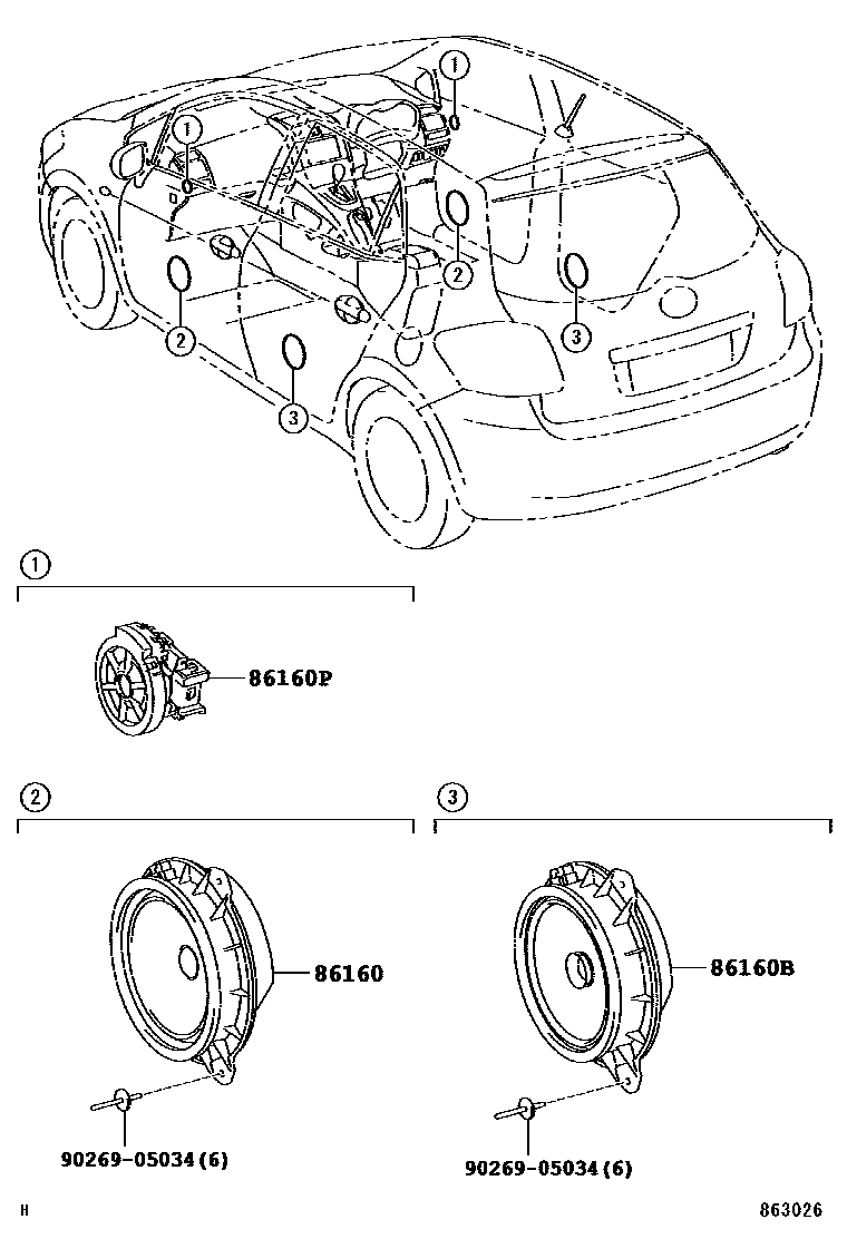 Toyota COROLLA 扬声器 EPC diagram — 863026