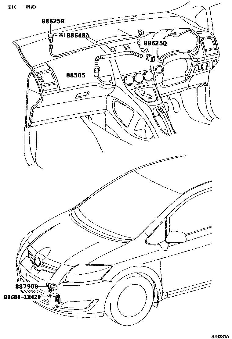 Toyota COROLLA 暖风和空调系统 - 控制器和风管 EPC diagram — 879331A