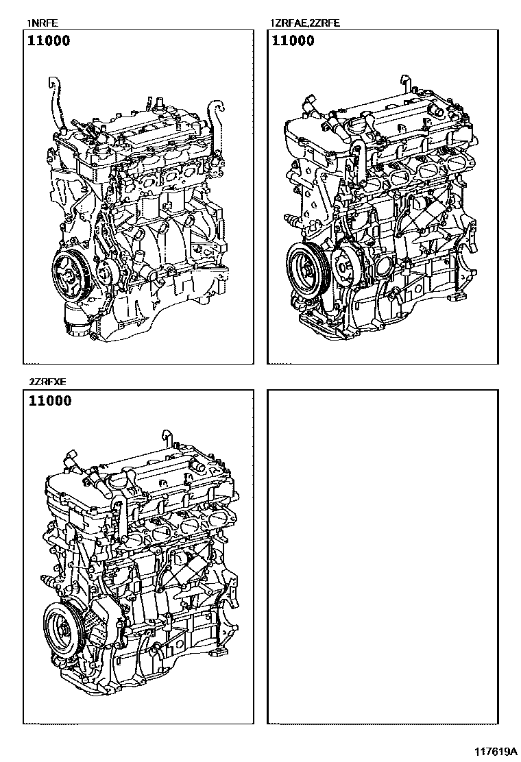 Toyota COROLLA Partial Engine Assembly EPC diagram — 117619A
