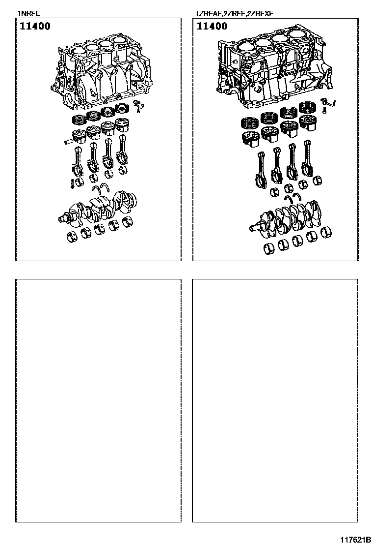 Toyota COROLLA Short Block Assembly EPC diagram — 117621B
