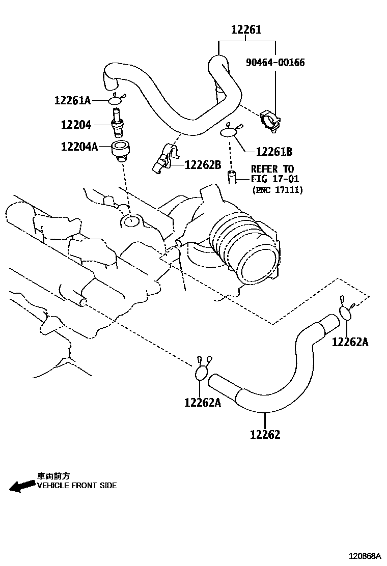 Toyota COROLLA Ventilation Hose EPC diagram — 120868A