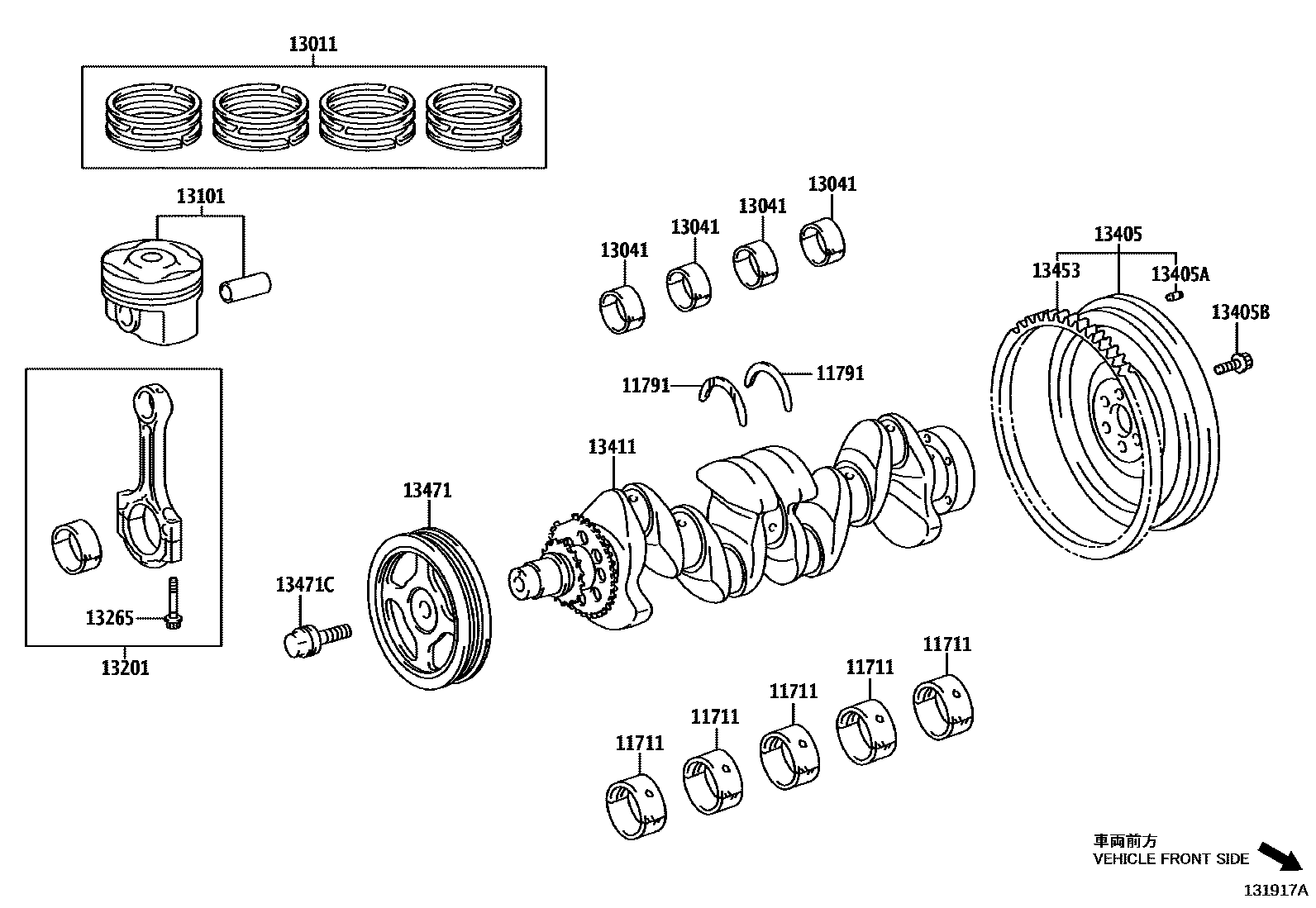 Toyota COROLLA Crankshaft & Piston EPC diagram — 131917A