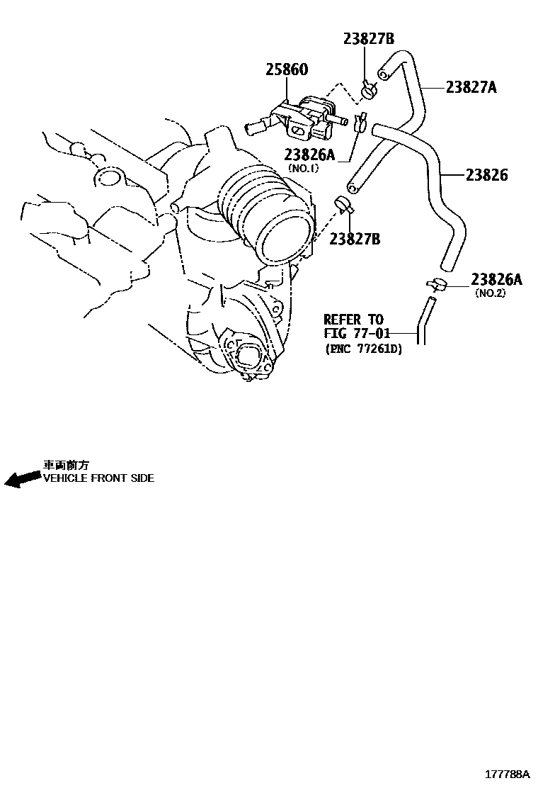 Toyota COROLLA vacuum tube EPC diagram — 177788A
