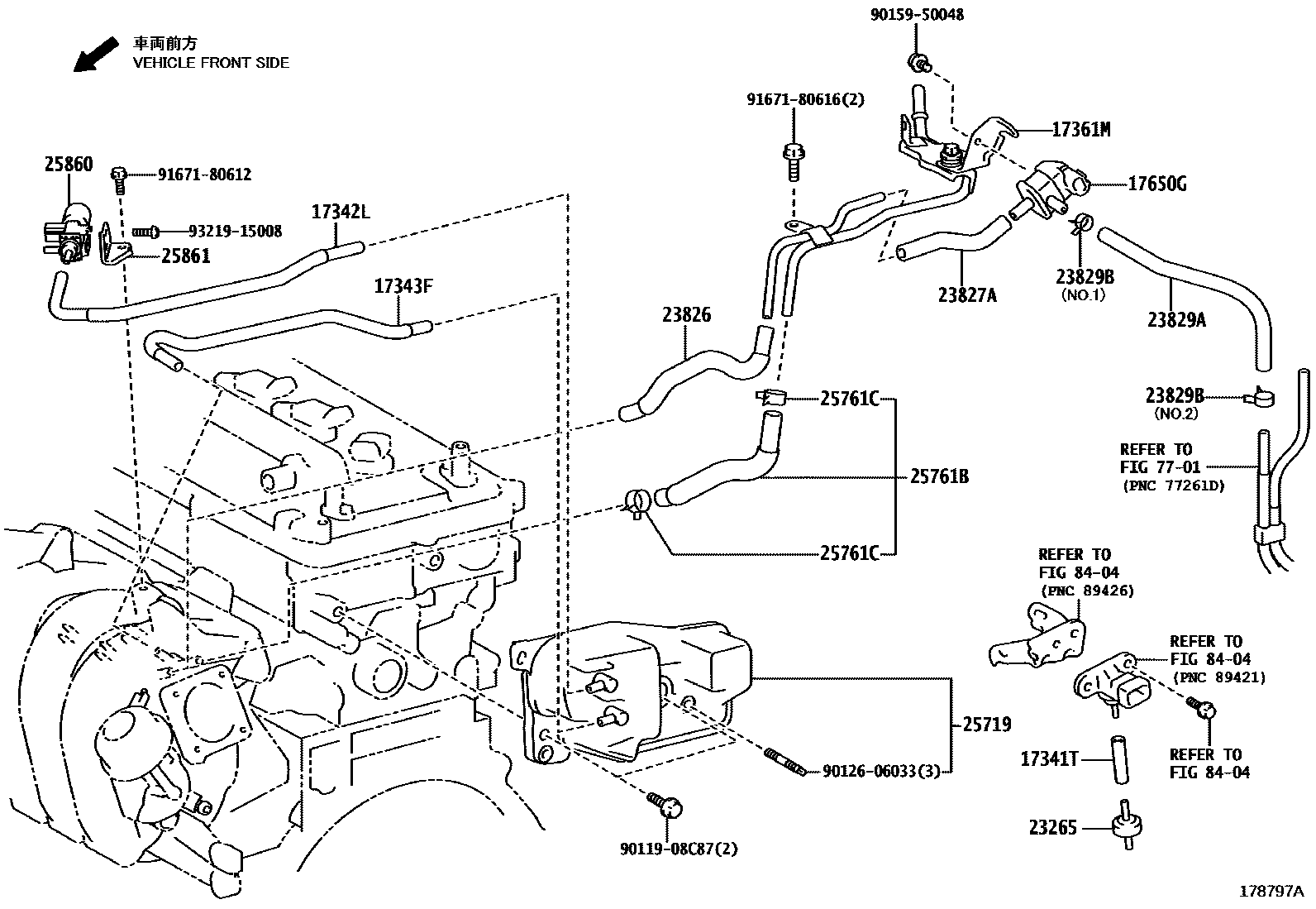 Toyota COROLLA vacuum tube EPC diagram — 178797A