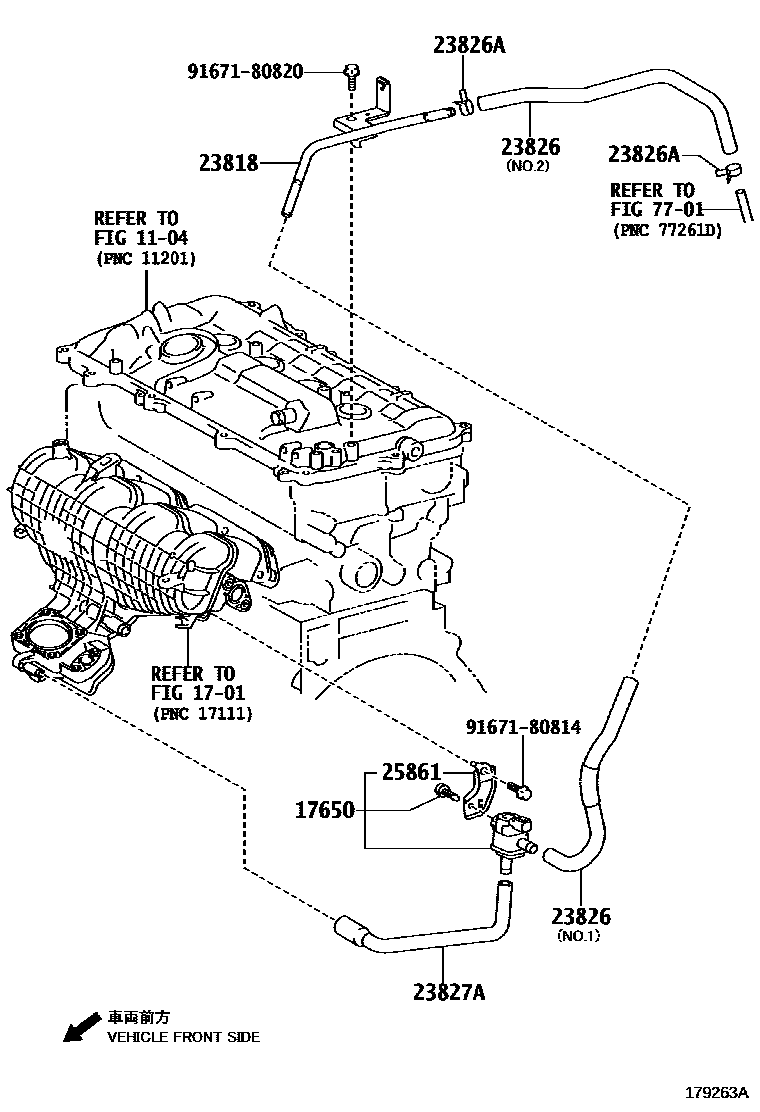 Toyota COROLLA vacuum tube EPC diagram — 179263A