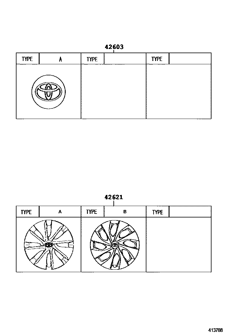 Toyota COROLLA 车轮和车轮盖 EPC diagram — 413788