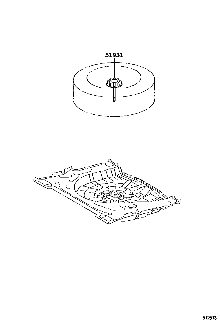 Toyota COROLLA Spare tire rack EPC diagram — 512513
