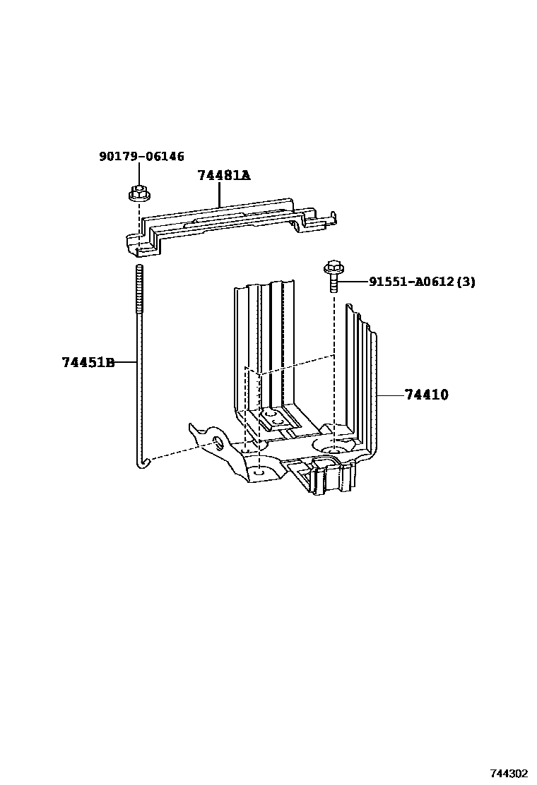 Toyota COROLLA battery holder EPC diagram — 744302