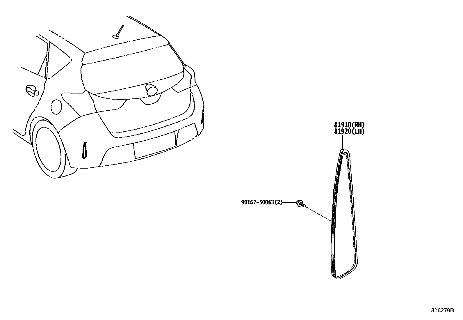 Toyota COROLLA reflector EPC diagram — 816279B