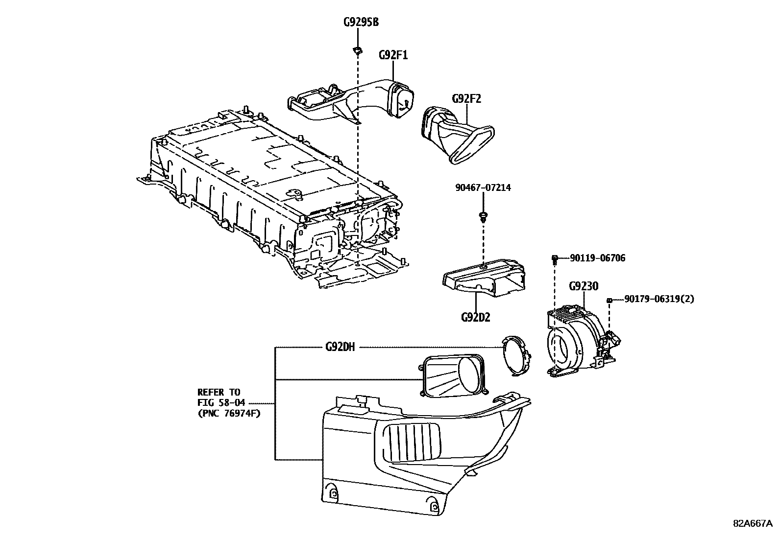 Toyota COROLLA 蓄电池和蓄电池电缆 EPC diagram — 82A667A