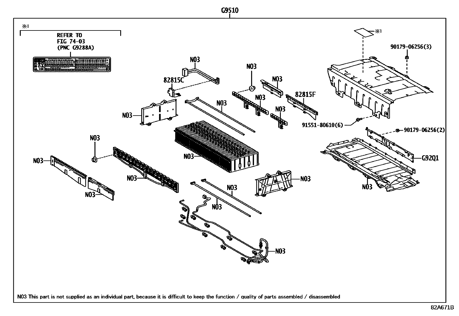 Toyota COROLLA 蓄电池和蓄电池电缆 EPC diagram — 82A671B