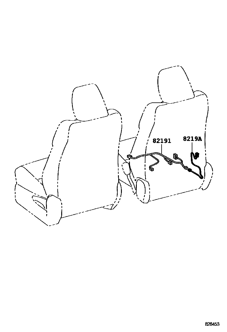 Toyota COROLLA 线束和卡夹 EPC diagram — 828453