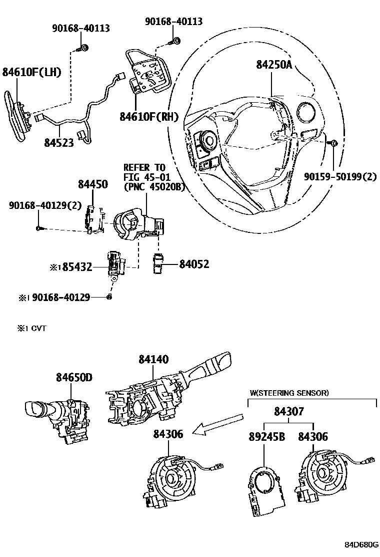 Toyota COROLLA 开关和继电器和ECU EPC diagram — 84D680G
