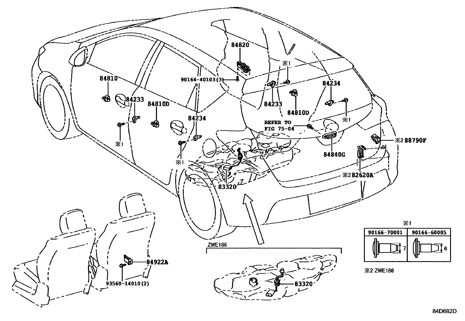 Toyota COROLLA 开关和继电器和ECU EPC diagram — 84D682D