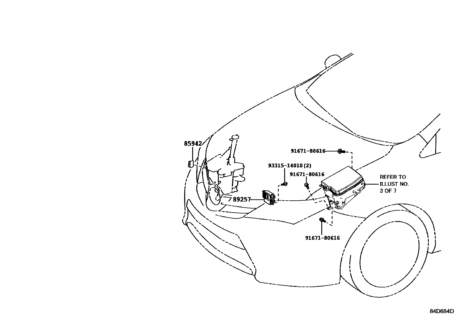Toyota COROLLA 开关和继电器和ECU EPC diagram — 84D684D