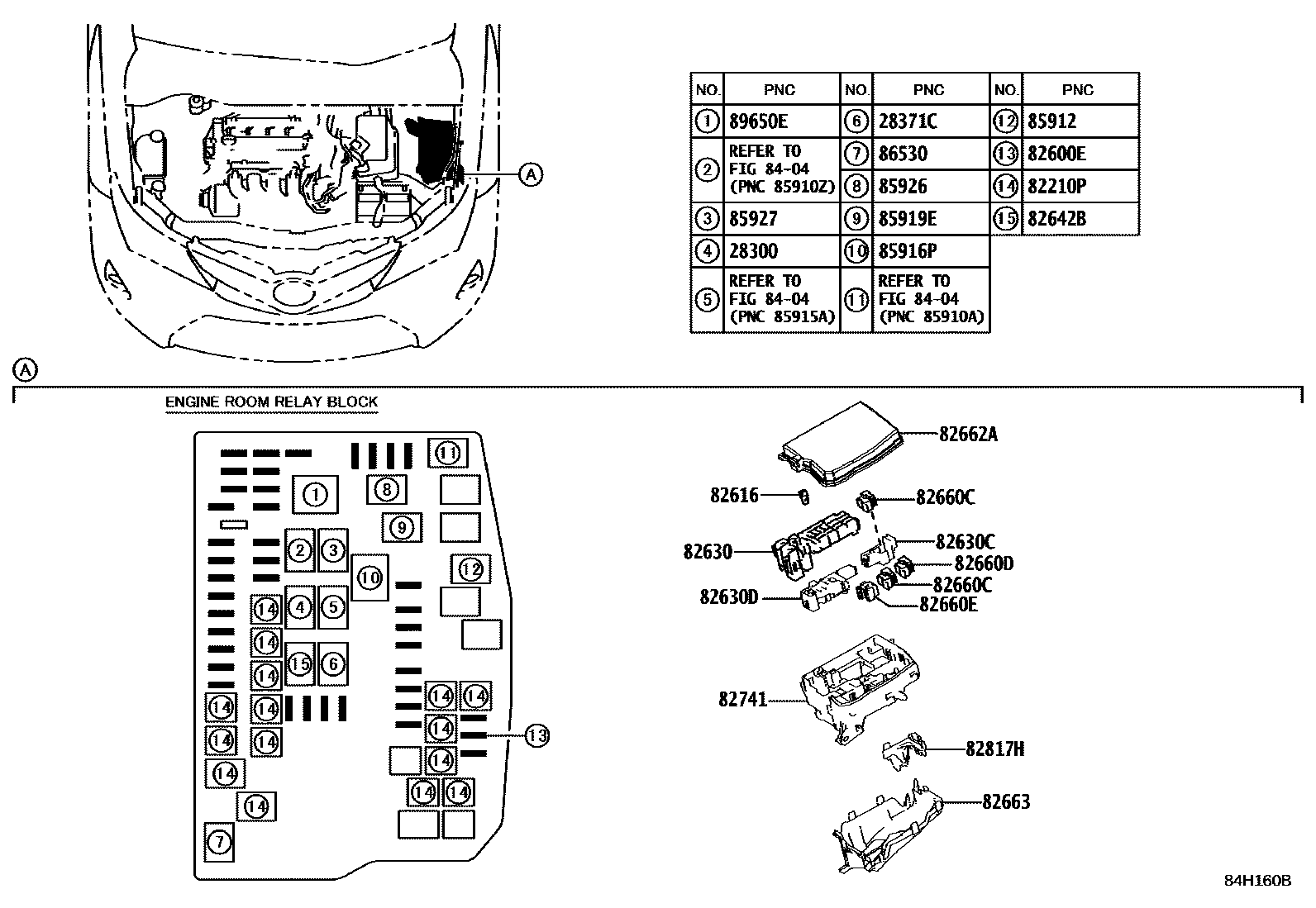 Toyota COROLLA 开关和继电器和ECU EPC diagram — 84H160B