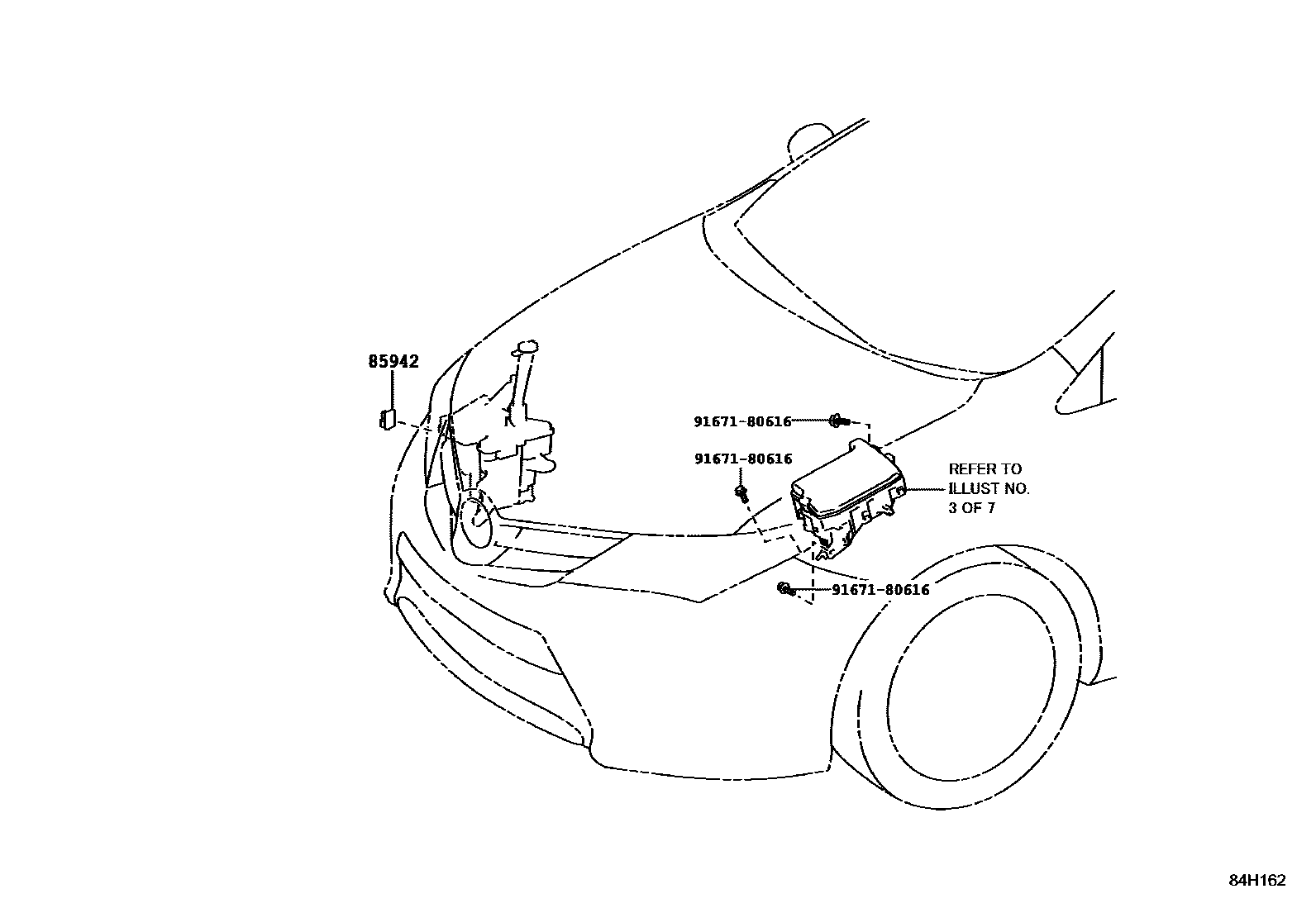Toyota COROLLA 开关和继电器和ECU EPC diagram — 84H162