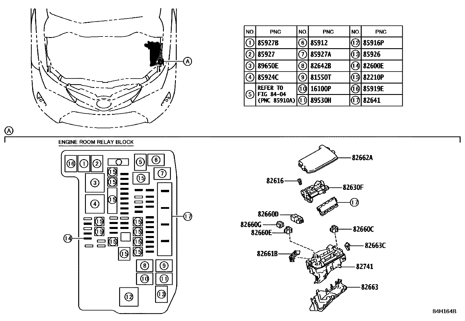 Toyota COROLLA 开关和继电器和ECU EPC diagram — 84H164B