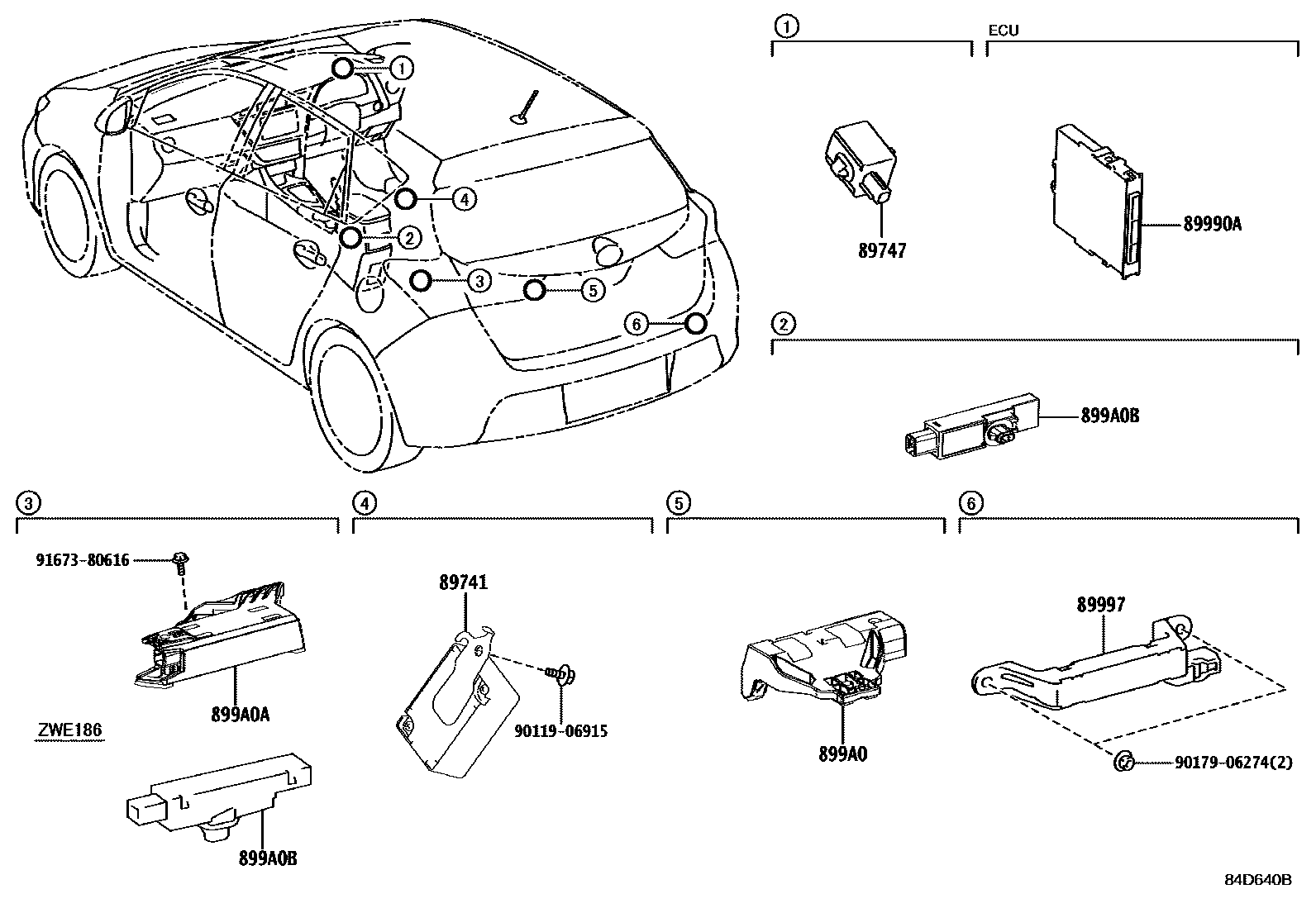 Toyota COROLLA 遥控门锁 EPC diagram — 84D640B