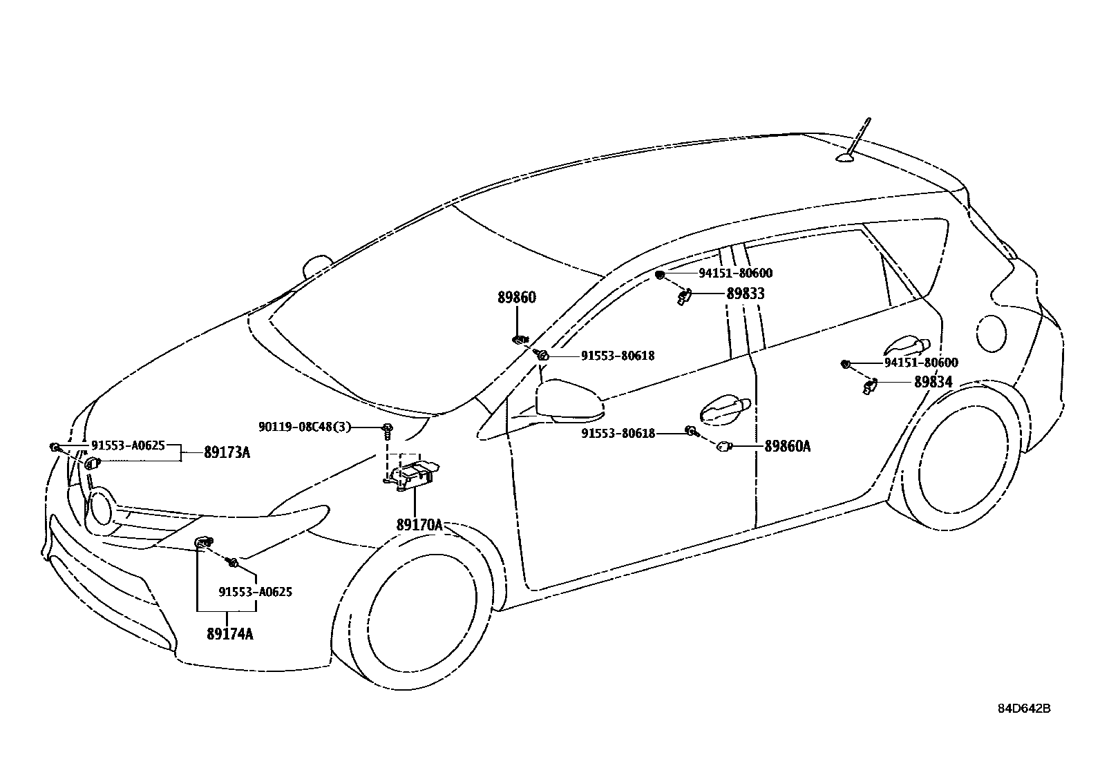 Toyota COROLLA 空气囊 EPC diagram — 84D642B