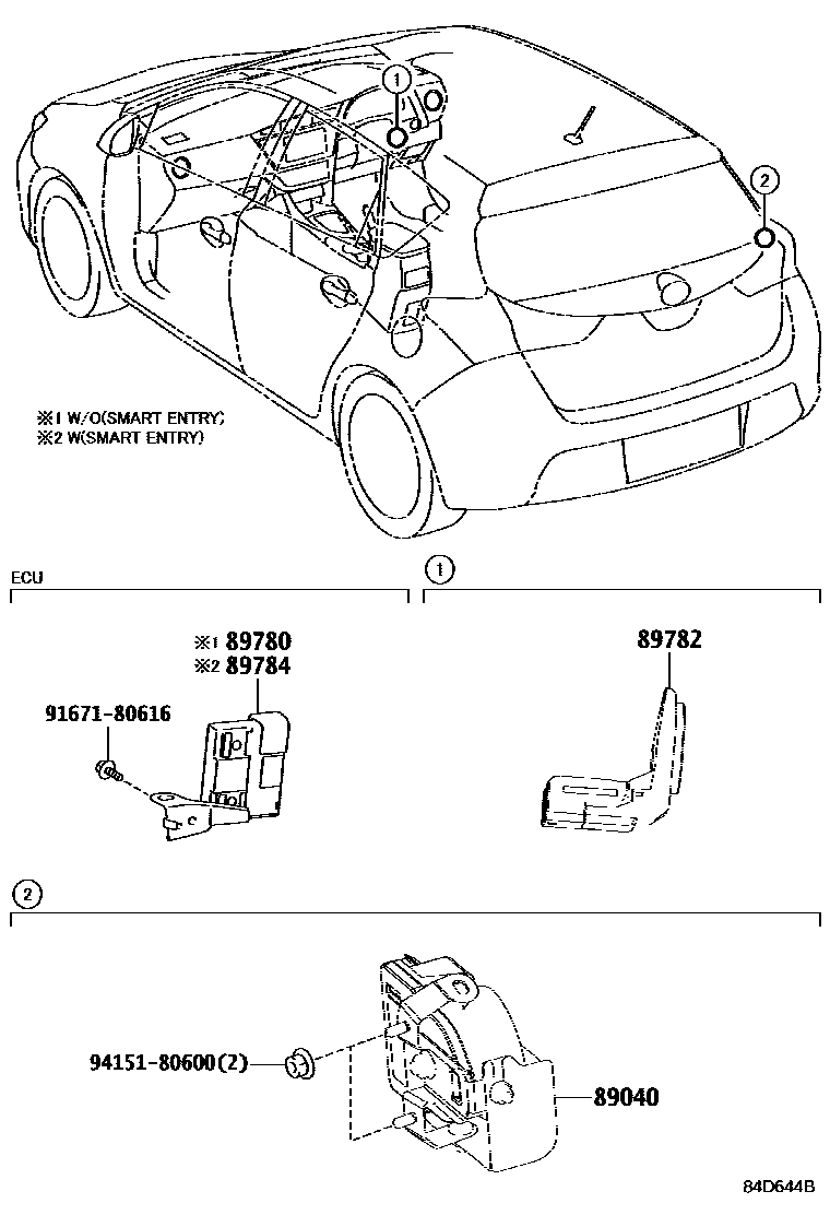 Toyota COROLLA 防盗装置 EPC diagram — 84D644B