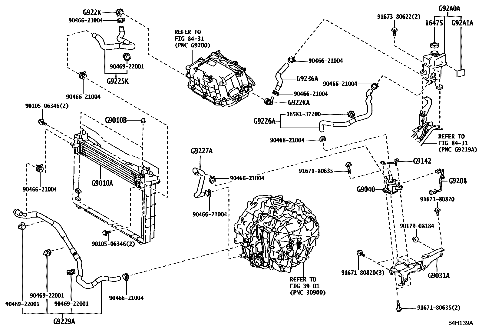 Toyota COROLLA 逆变器冷却系统 EPC diagram — 84H139A