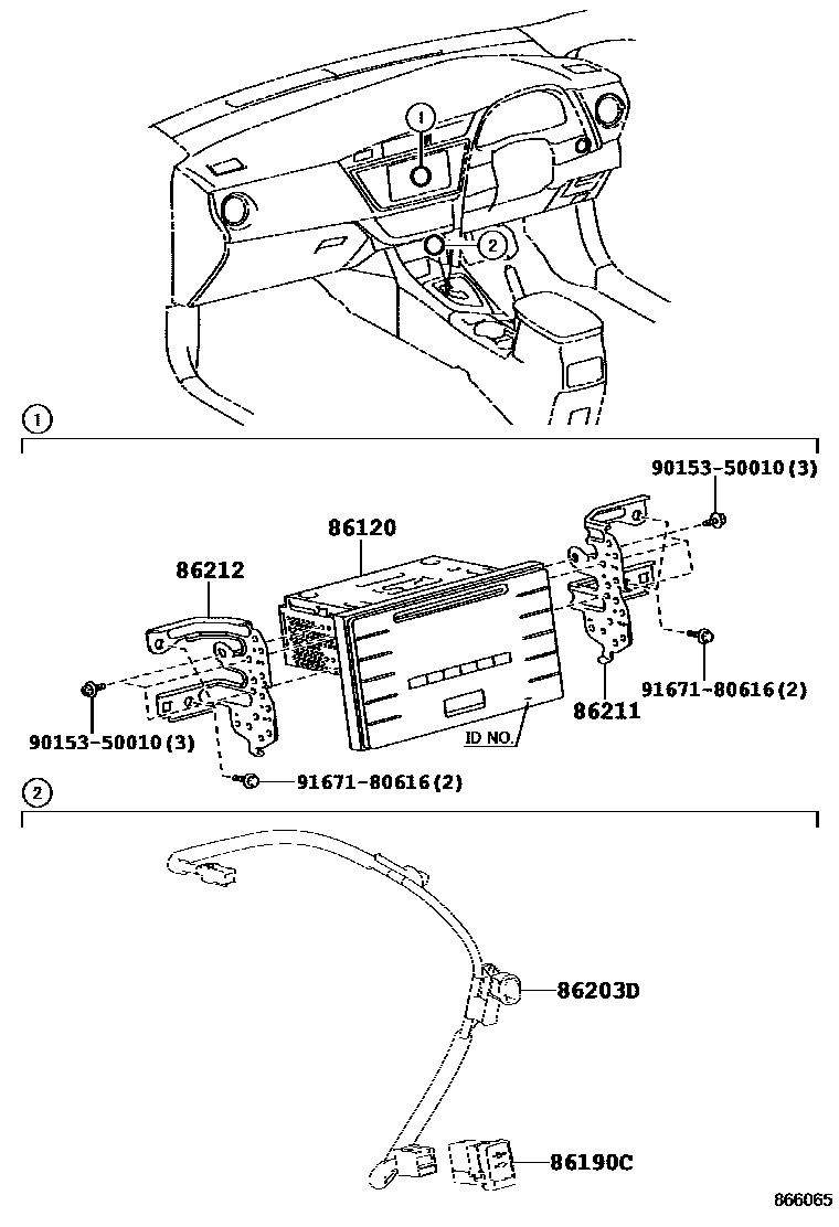 Toyota COROLLA 收音机、放大器和冷凝器 EPC diagram — 866065