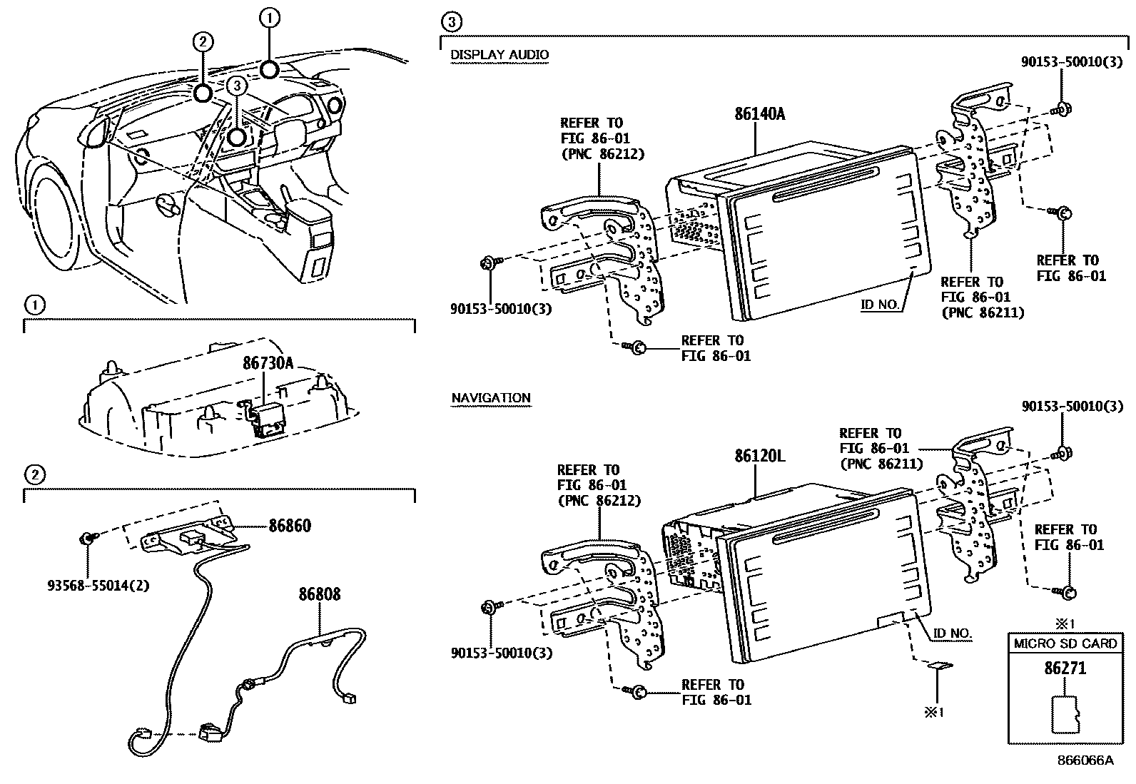 Toyota COROLLA 导航和前监视器显示屏 EPC diagram — 866066A