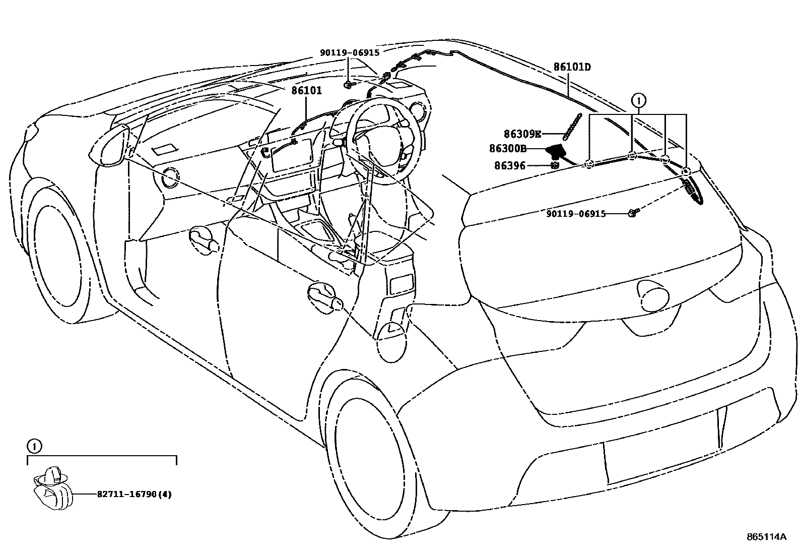 Toyota COROLLA antenna EPC diagram — 865114A