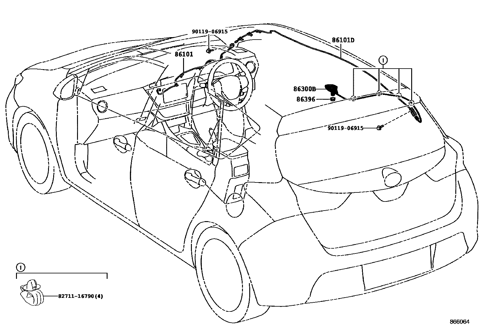 Toyota COROLLA antenna EPC diagram — 866064