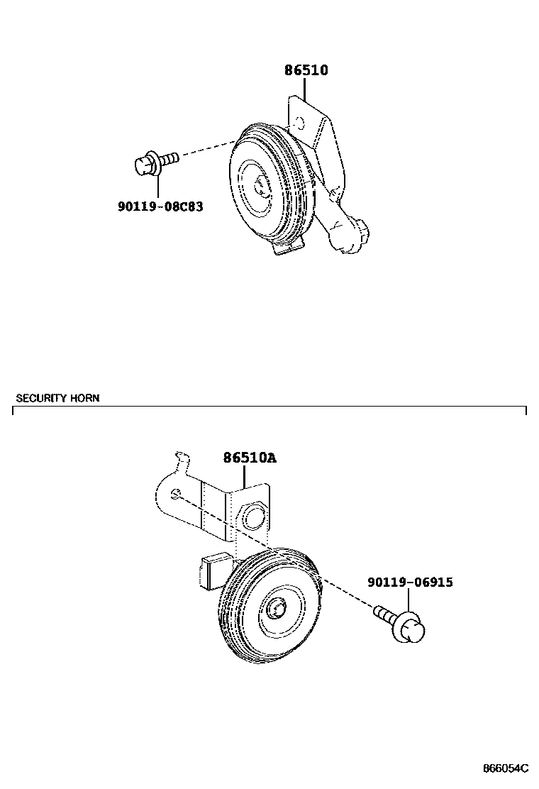Toyota COROLLA 喇叭 EPC diagram — 866054C