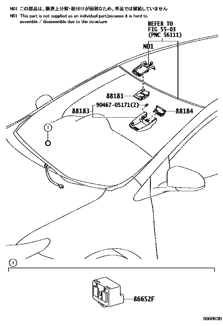 Toyota COROLLA 预碰撞安全系统 EPC diagram — 866063B
