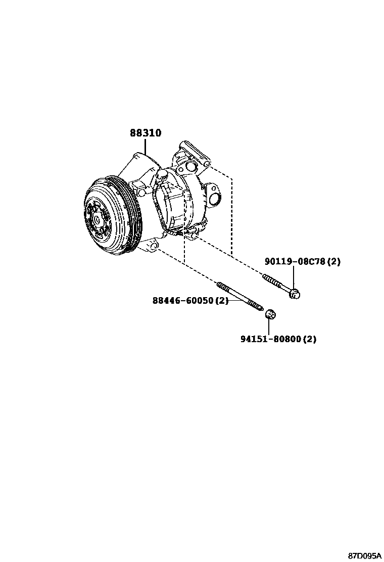 Toyota COROLLA Heating & Air Conditioning - Compressor EPC diagram — 87D095A