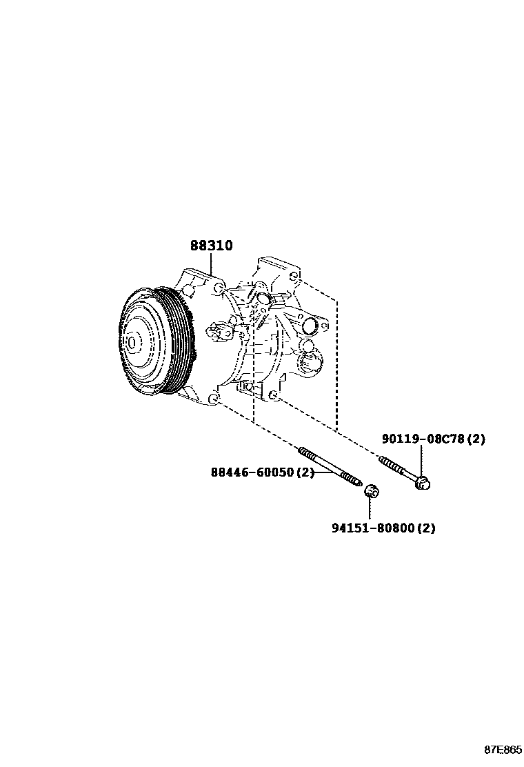 Toyota COROLLA Heating & Air Conditioning - Compressor EPC diagram — 87E865