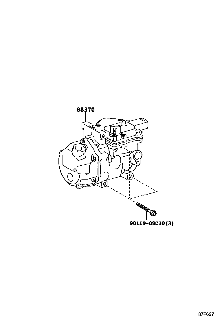 Toyota COROLLA Heating & Air Conditioning - Compressor EPC diagram — 87F627