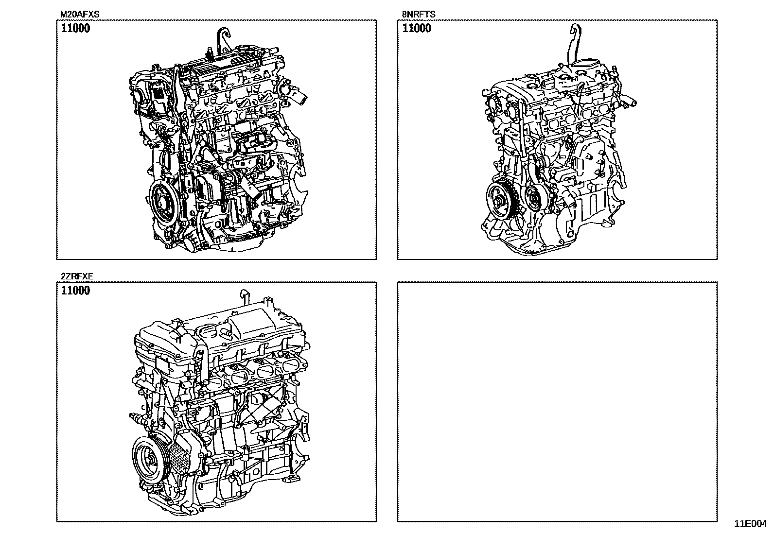 Toyota COROLLA Partial Engine Assembly EPC diagram — 11E004