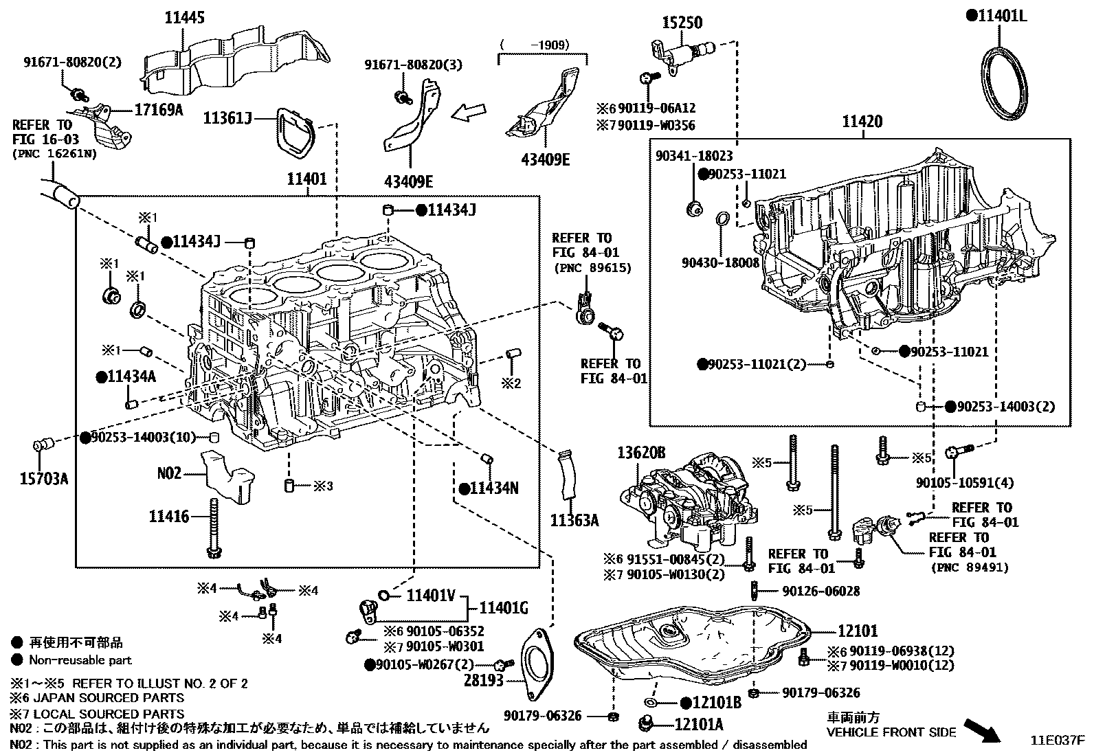 Toyota COROLLA Cylinder Block EPC diagram — 11E037F