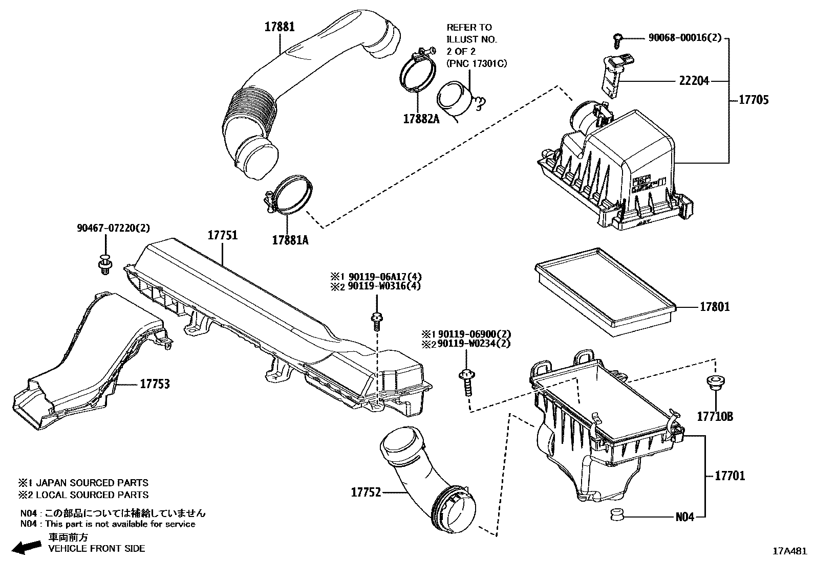 Toyota COROLLA Air Cleaner EPC diagram — 17A481