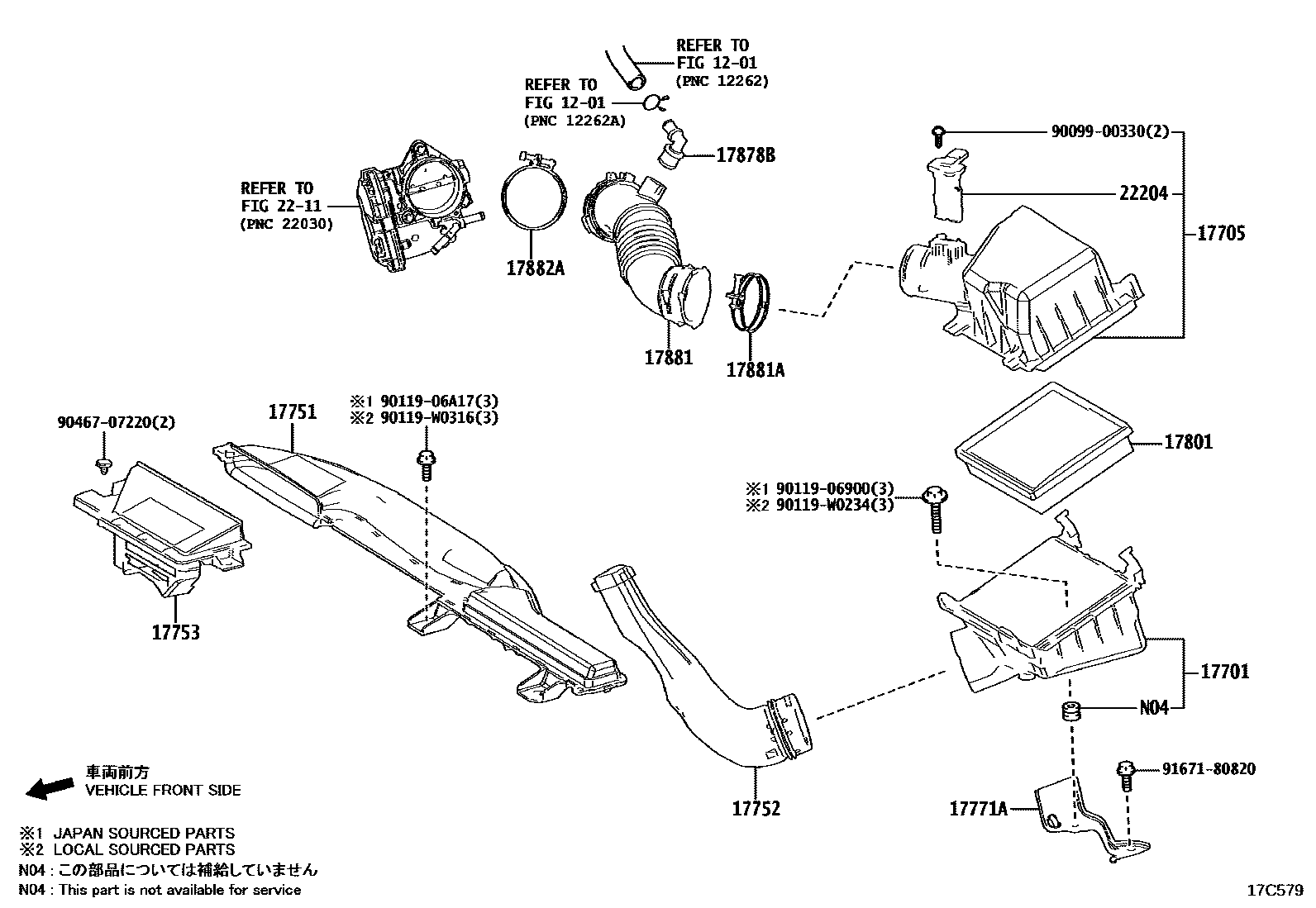 Toyota COROLLA Air Cleaner EPC diagram — 17C579